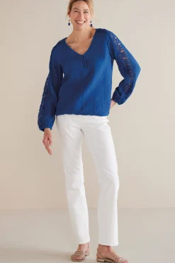 Petites Melinda Gauze & Crochet Top