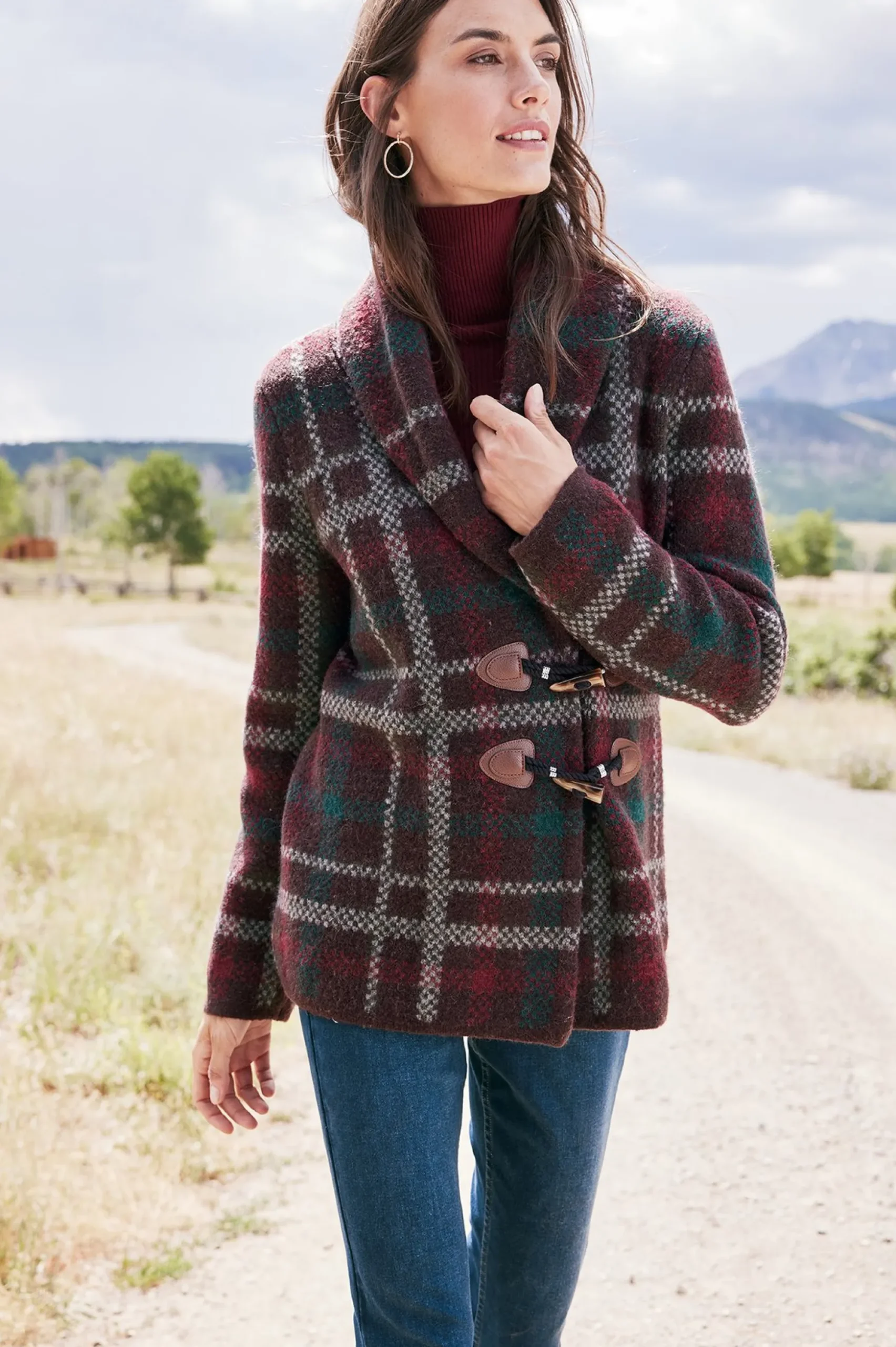 Plaid Sweater Coat