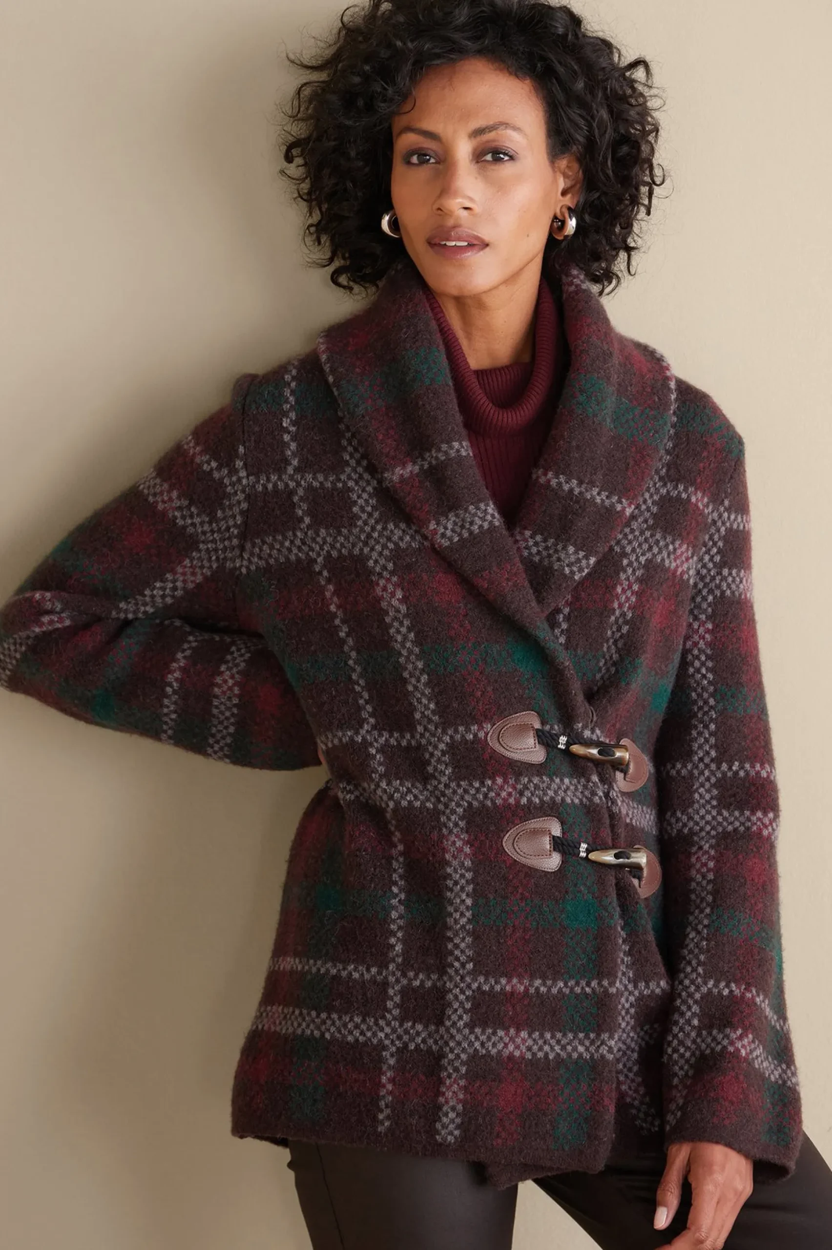Plaid Sweater Coat