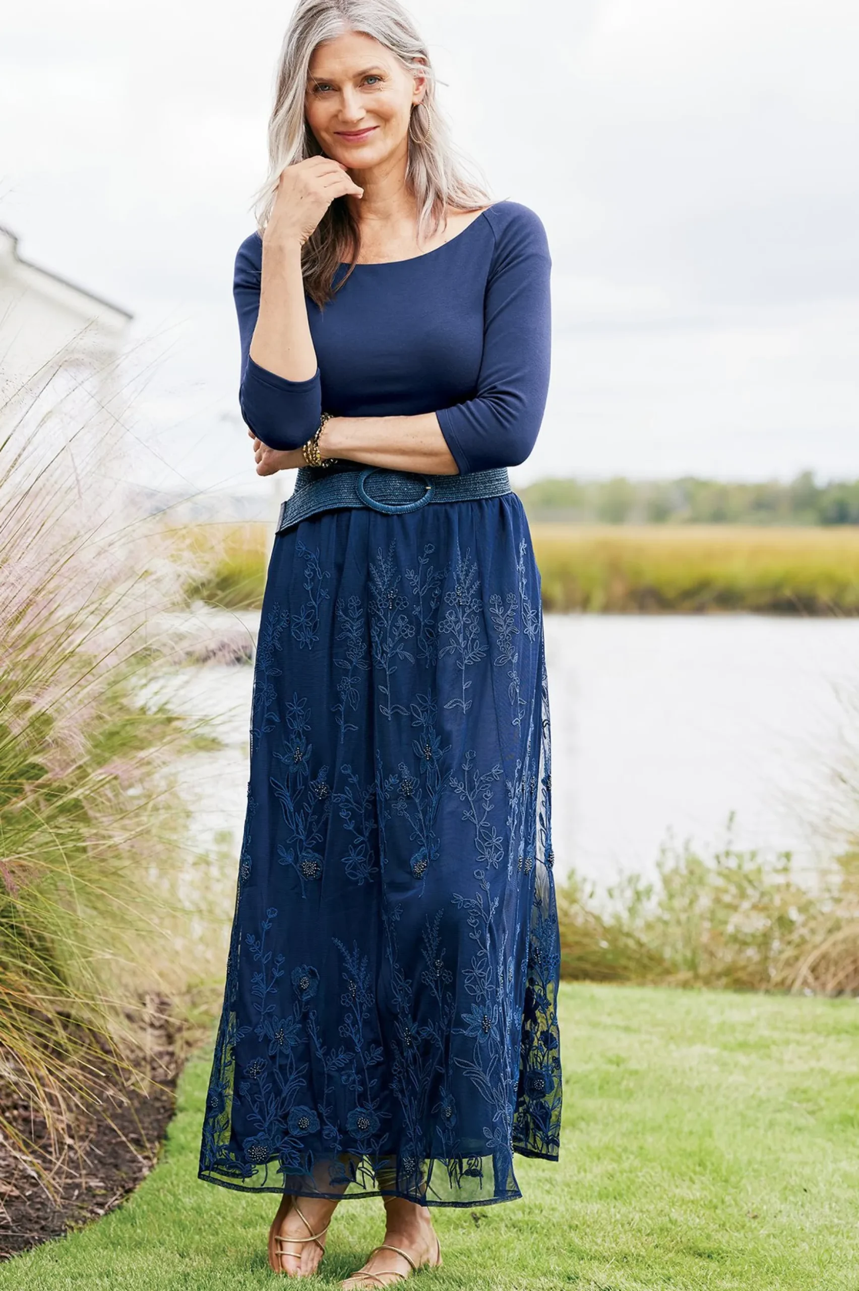 Zuri Embroidered Mesh Skirt